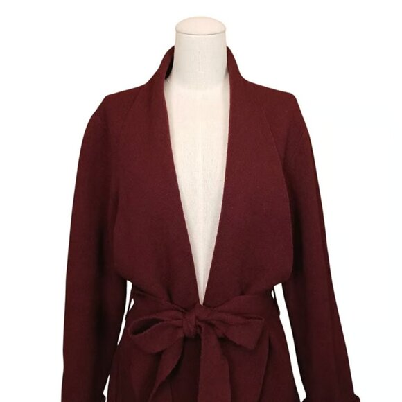 Anthropologie Moth Boiled Wool Mayella Cardigan Sweater Coat Burgundy Size Small - Picture 4 of 8